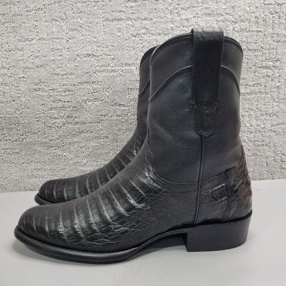 Tecovas The Dean Men's Size US 9.5D Carbon Caiman Zip Ankle Boots.